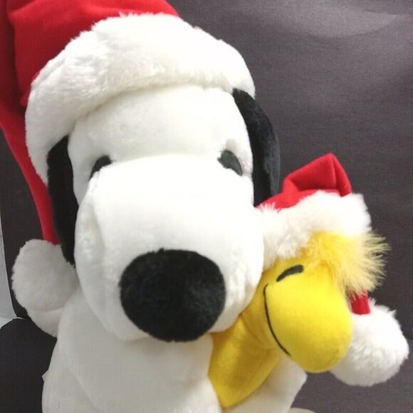 Applause Peanuts Holiday Snoopy hugging Woodstock Christmas 18'' Stuffed Animal - Picture 2 of 10